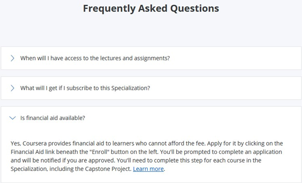 Coursera financial aid FAQ