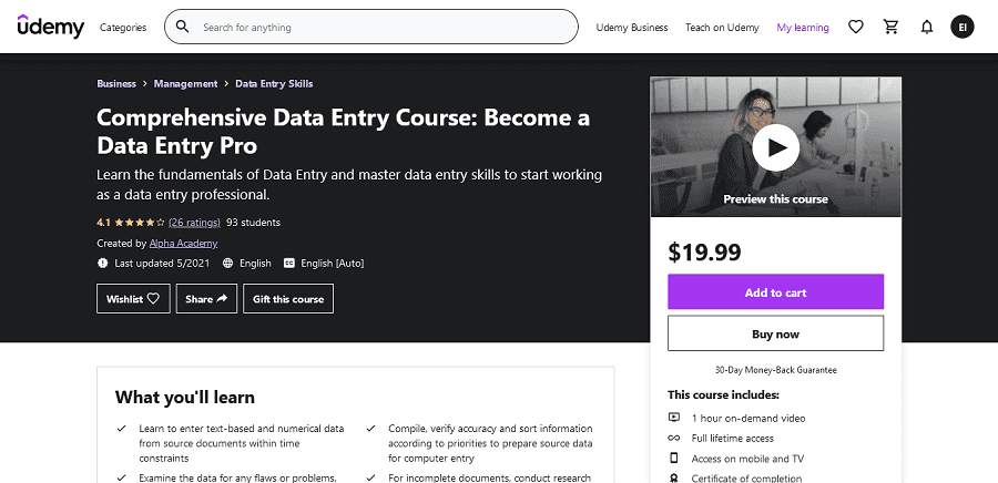 data entry course online