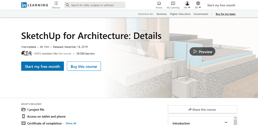 LinkedIn Learning SketchUp for Architecture Details