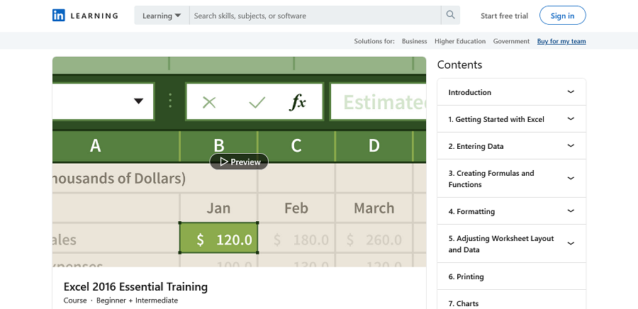 free excel classes